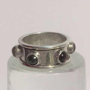 GeoArt Sterling Silver Spinner Ring Multi Stone
